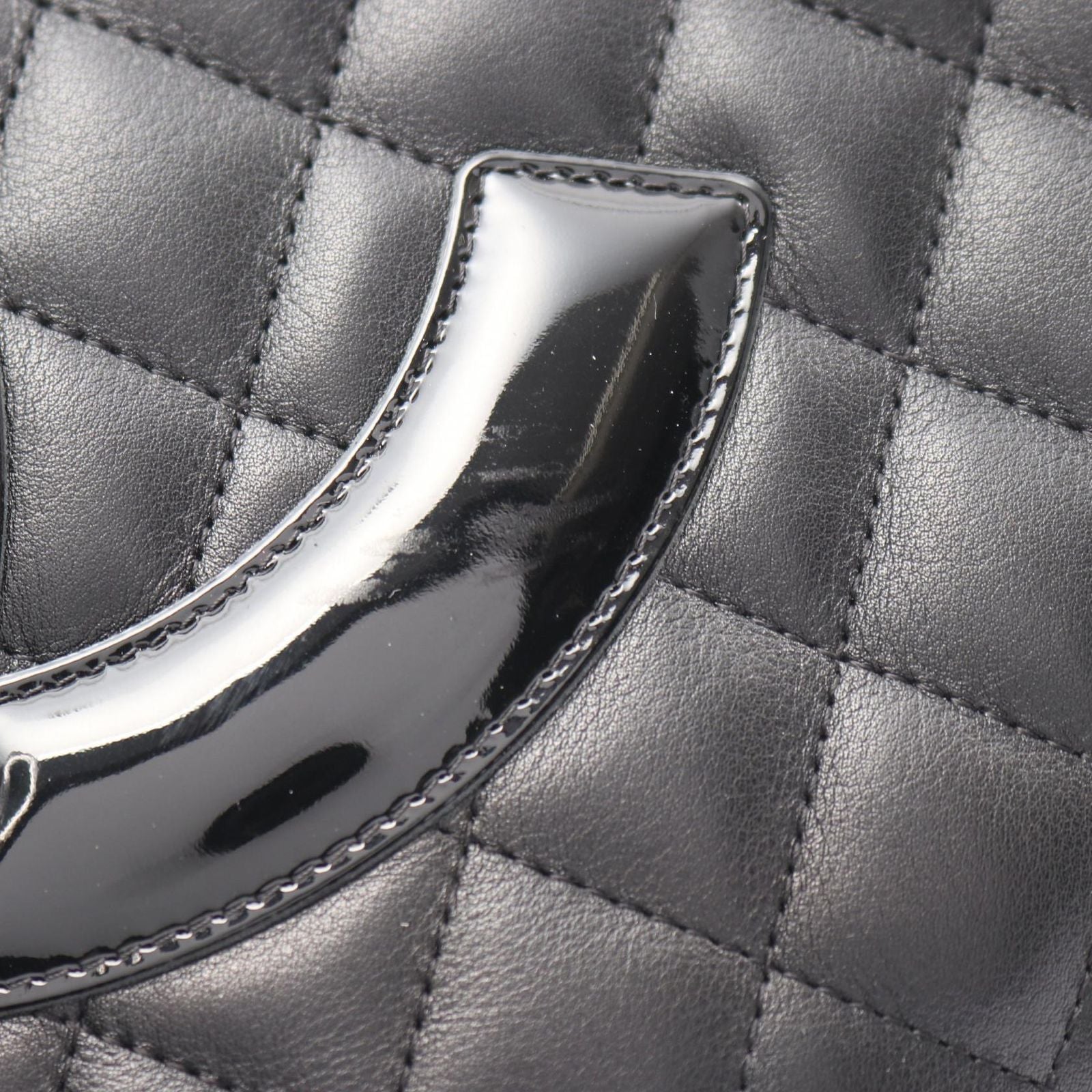 Chanel Tote Bag Cambon Line Medium Black/black Enamel Leather Cambon Medium