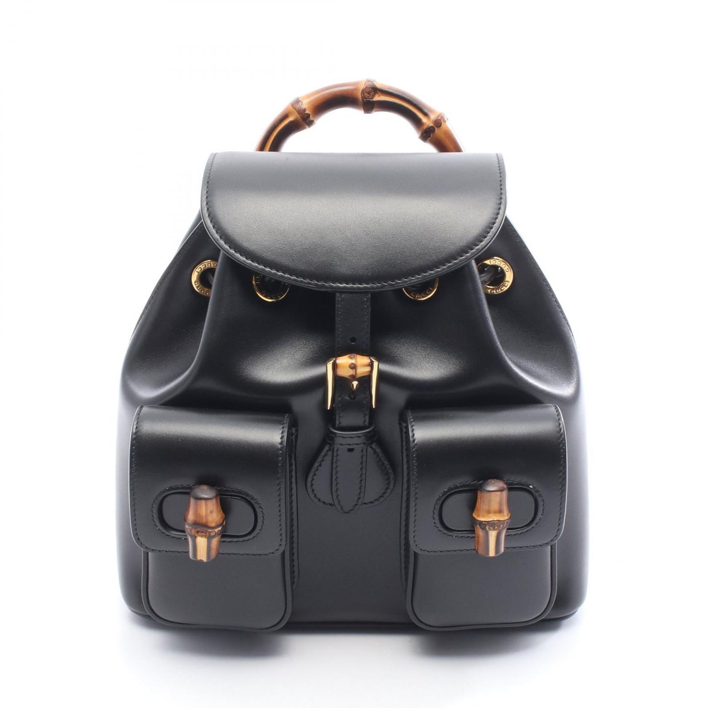 Gucci Rucksack Backpack Bamboo 702101 Black Leather Bamboo Backpack Women's