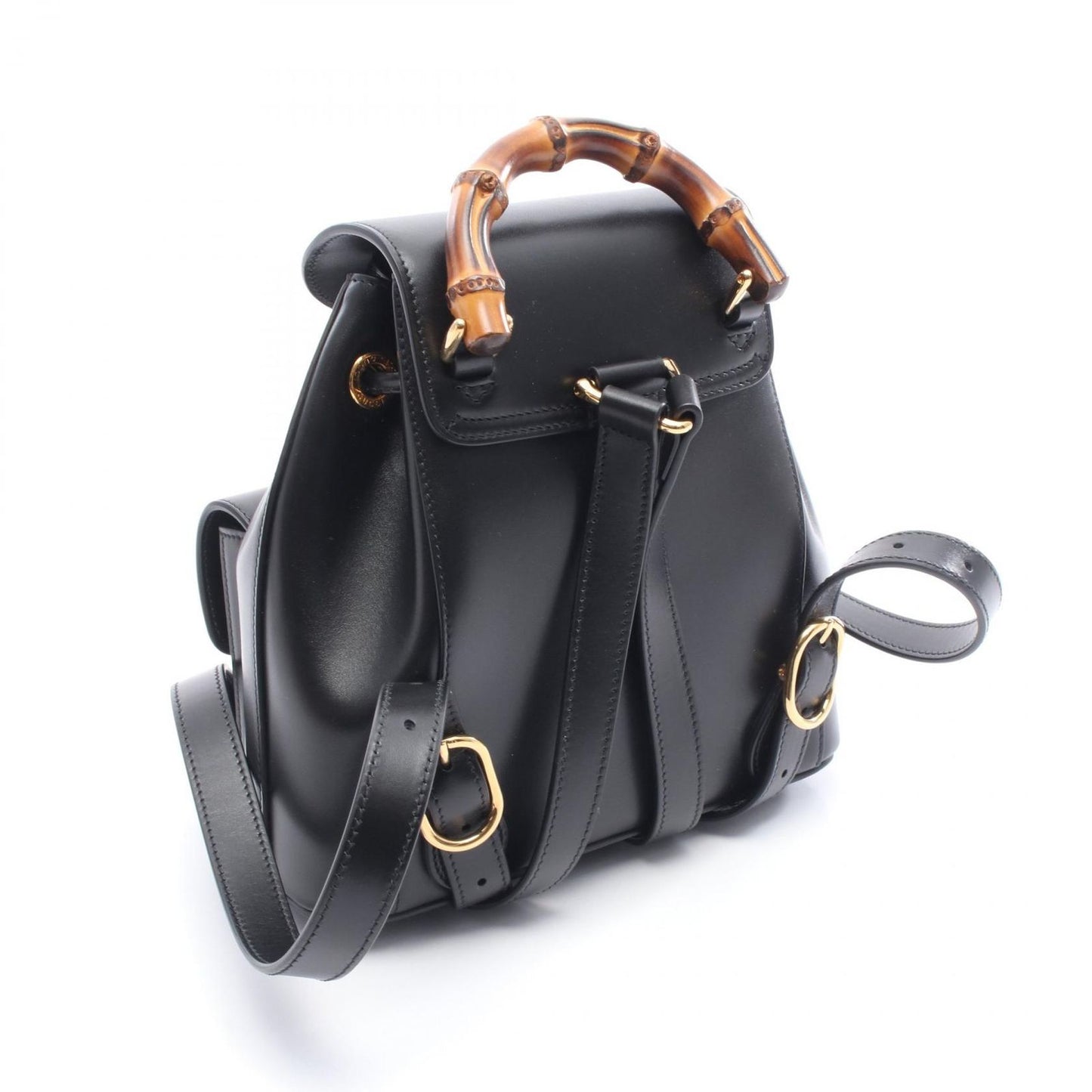 Gucci Rucksack Backpack Bamboo 702101 Black Leather Bamboo Backpack Women's