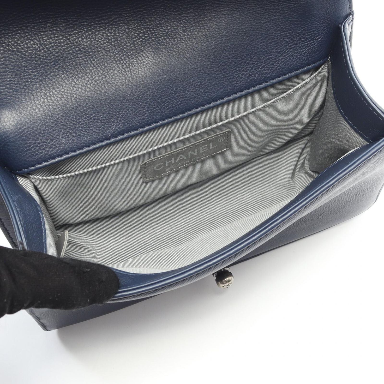 Chanel Shoulder Bag Boy Chanel Small Wild Stitch Navy Leather Boy Chanel Wild