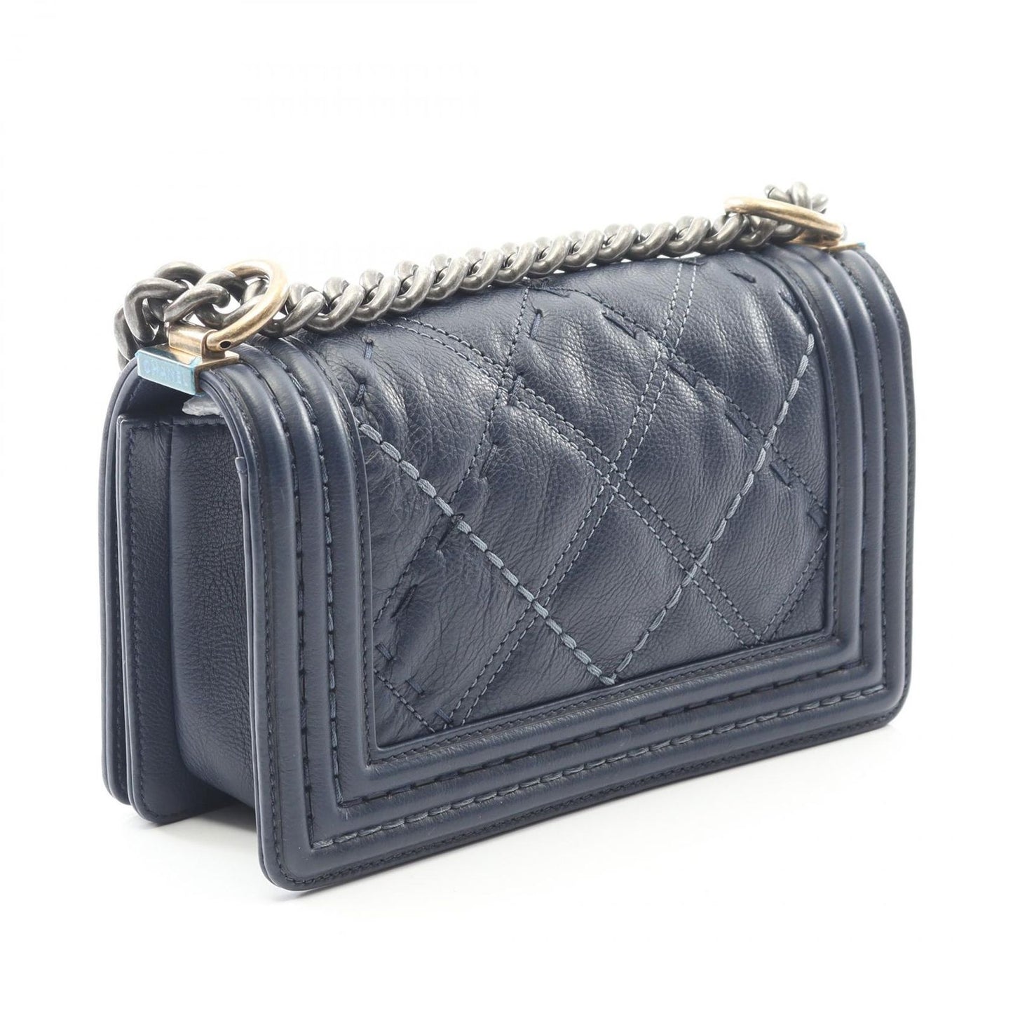 Chanel Shoulder Bag Boy Chanel Small Wild Stitch Navy Leather Boy Chanel Wild