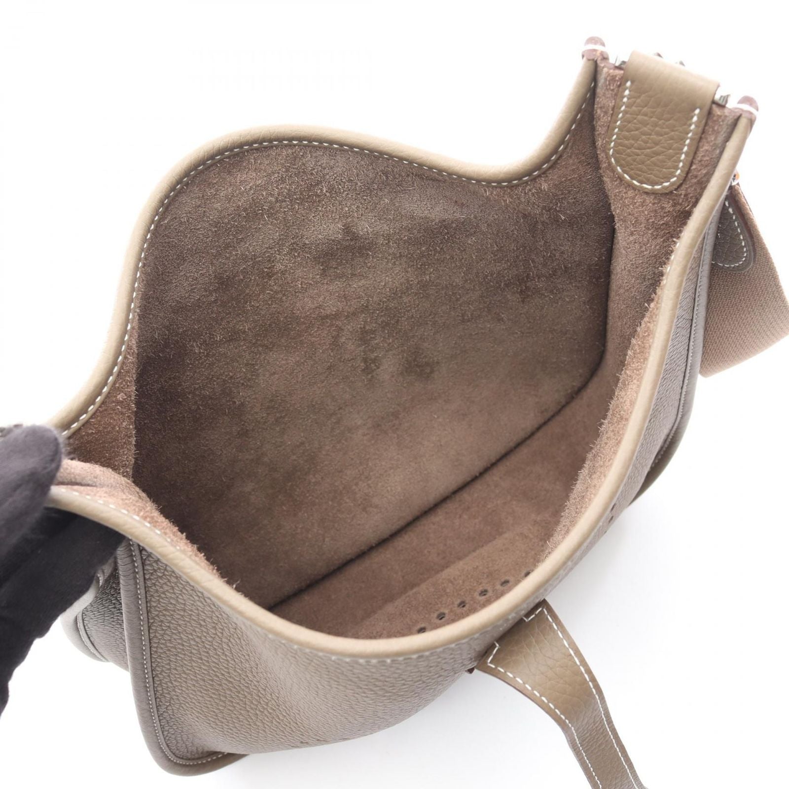 Hermes Shoulder Bag Evelyn 3 Trois PM Etoupe Leather Evelyn 3pm Etoupe