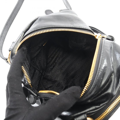 Prada Handbag Dangle Mini Black Leather Dangle Top Handle Mini Bag Ladies a