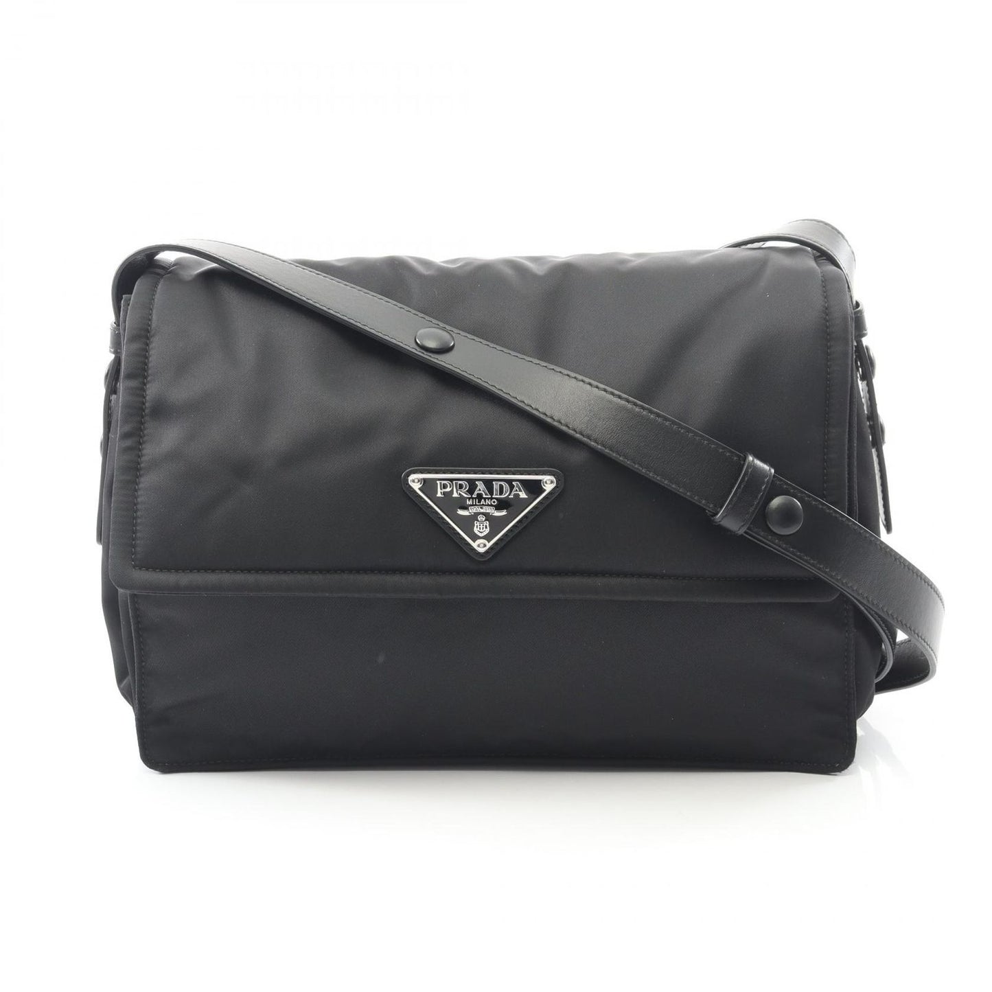 Prada Shoulder Bag Medium Padded Re-Nylon 1bd255 Black Nylon Leather Padded