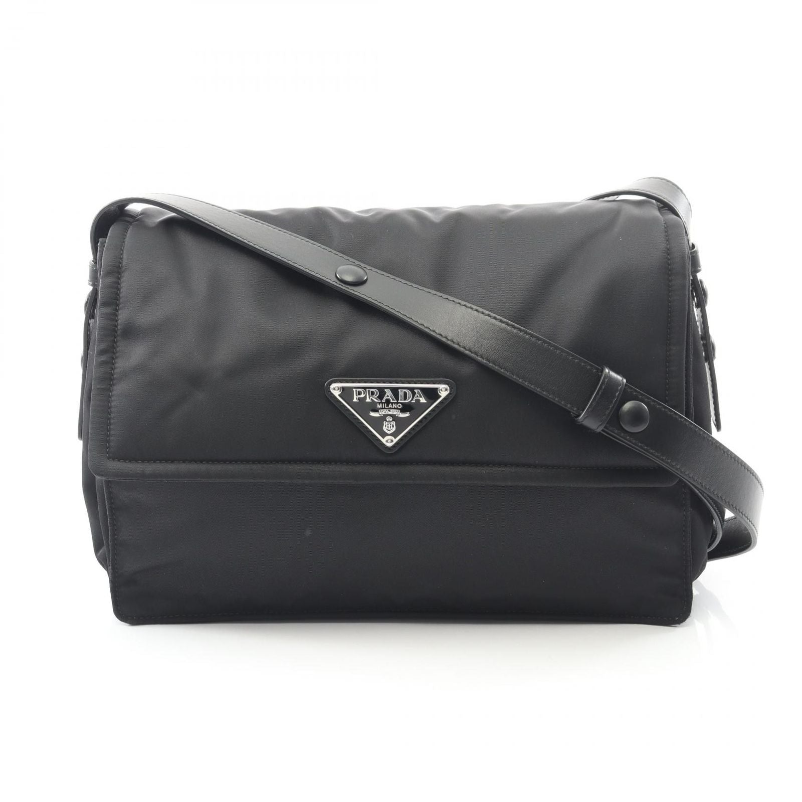 Prada Shoulder Bag Medium Padded Re-Nylon 1bd255 Black Nylon Leather Padded