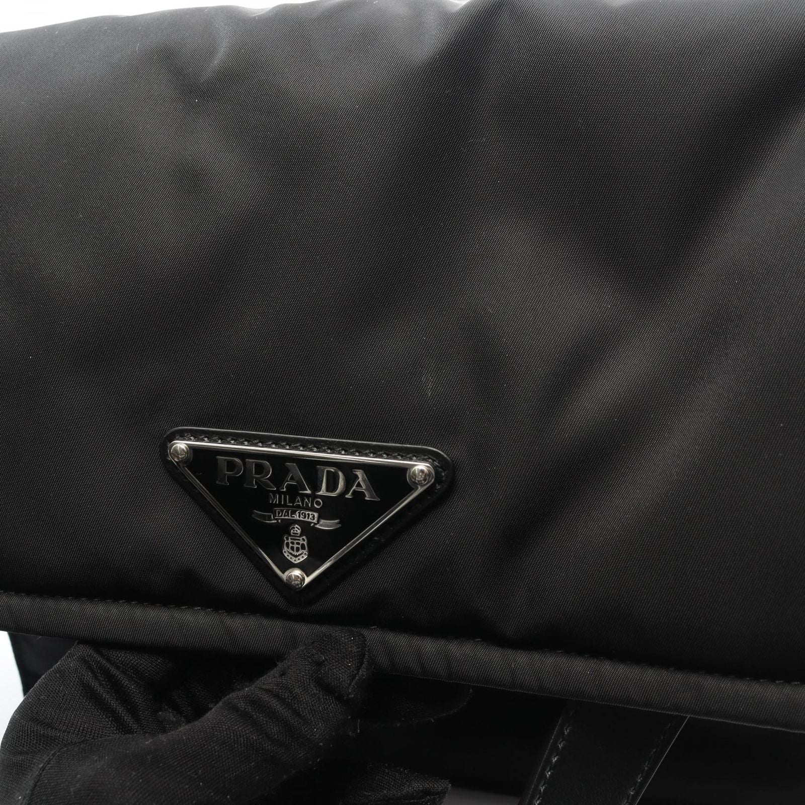 Prada Shoulder Bag Medium Padded Re-Nylon 1bd255 Black Nylon Leather Padded