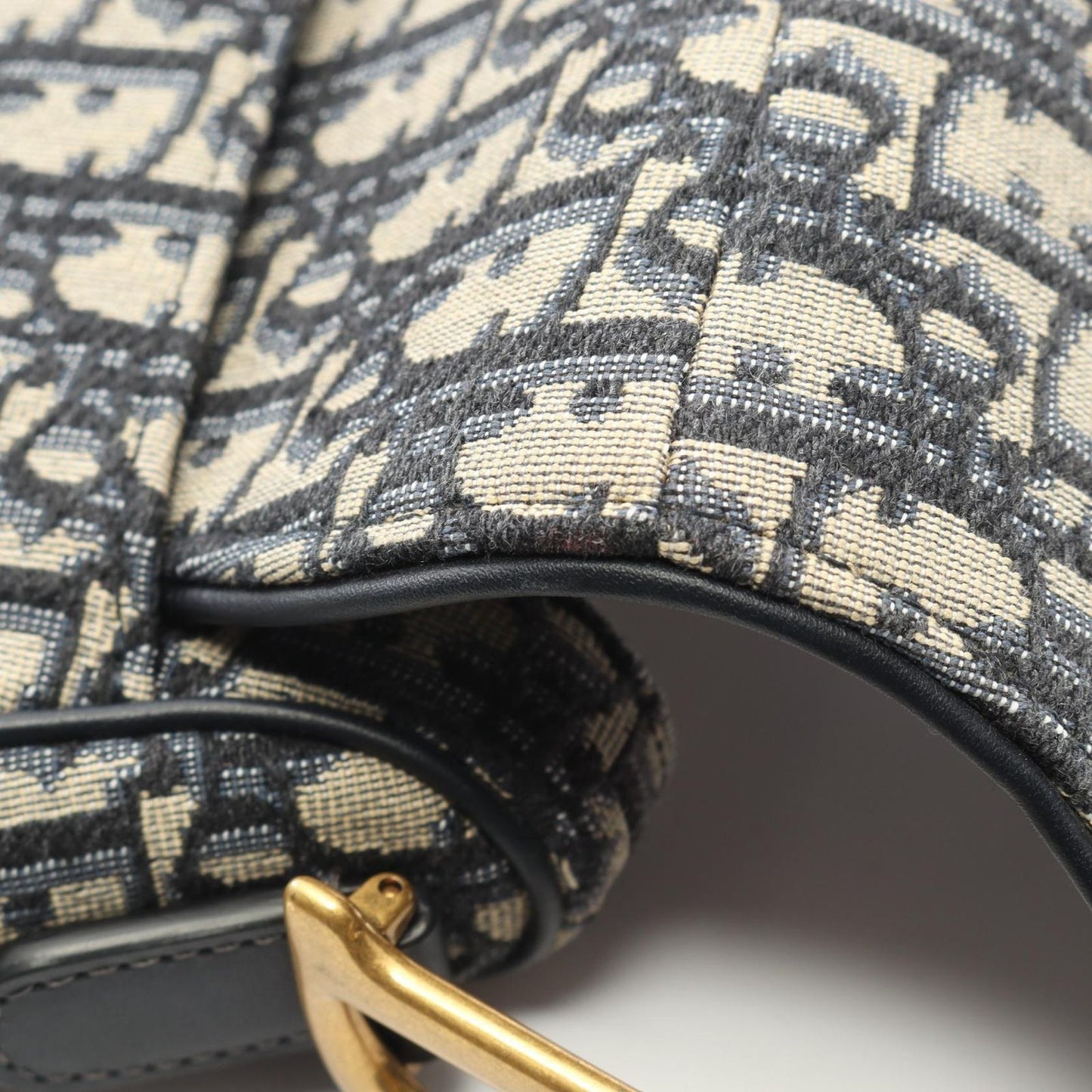 Dior Handbag Saddle Bag Navy Canvas Leather Oblique Saddle Bag Ladies a