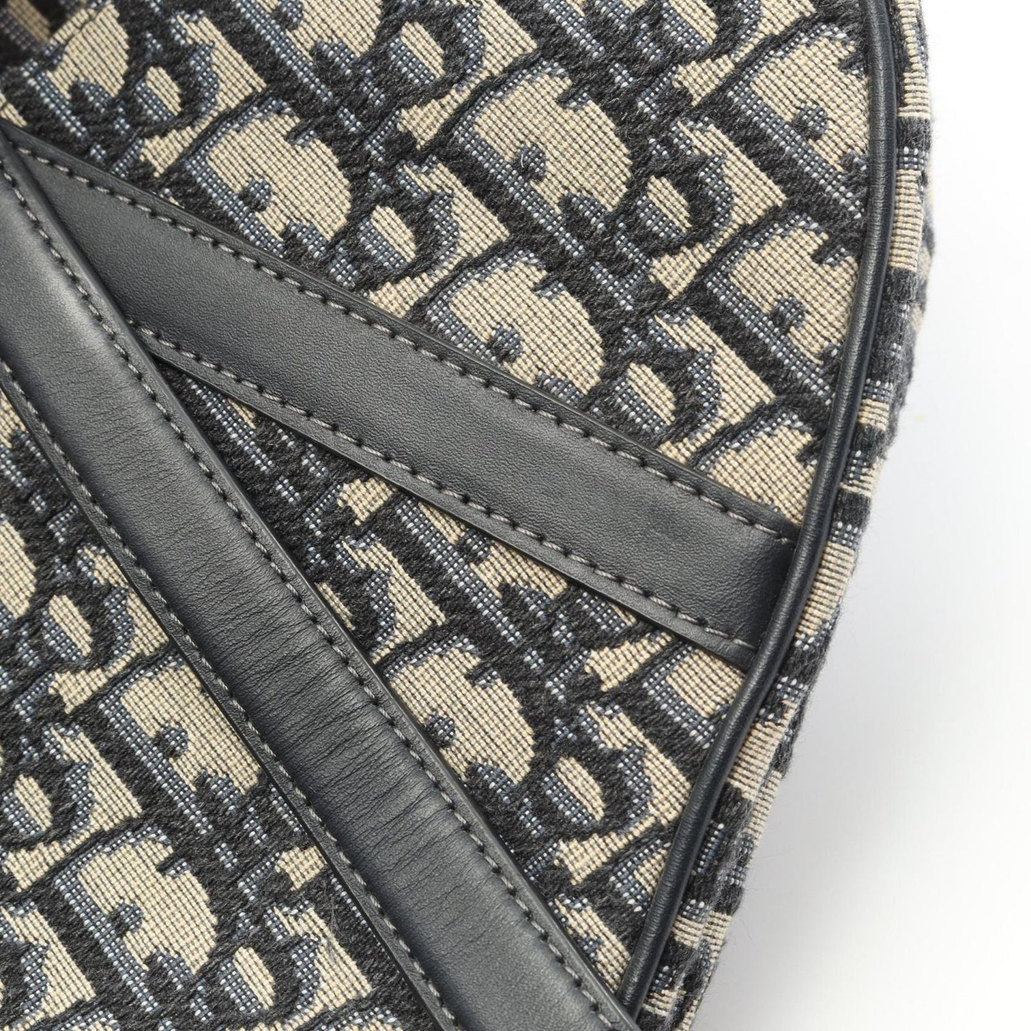 Dior Handbag Saddle Bag Navy Canvas Leather Oblique Saddle Bag Ladies a