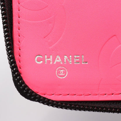 Chanel Round Long Wallet Cambon Line A26710 Black/Black Enamel Leather Patent