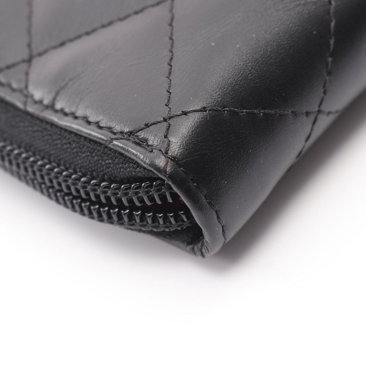 Chanel Round Long Wallet Cambon Line A26710 Black/Black Enamel Leather Patent