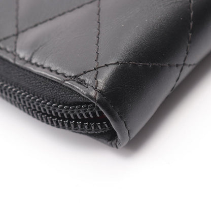 Chanel Round Long Wallet Cambon Line A26710 Black/Black Enamel Leather Patent