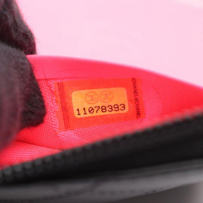 Chanel Round Long Wallet Cambon Line A26710 Black/Black Enamel Leather Patent