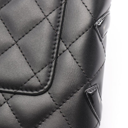 Chanel Round Long Wallet Cambon Line A26710 Black/Black Enamel Leather Patent