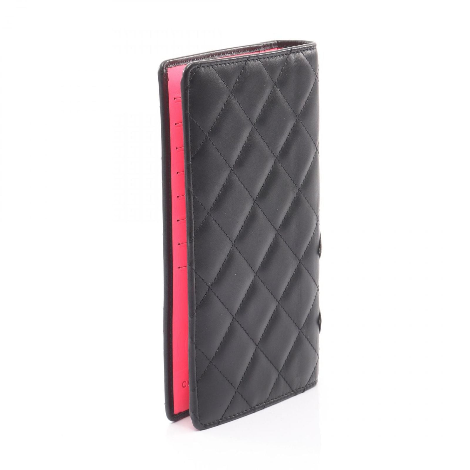 Chanel Bifold Long Wallet Cambon Line Black/Black Enamel Leather Patent Leather