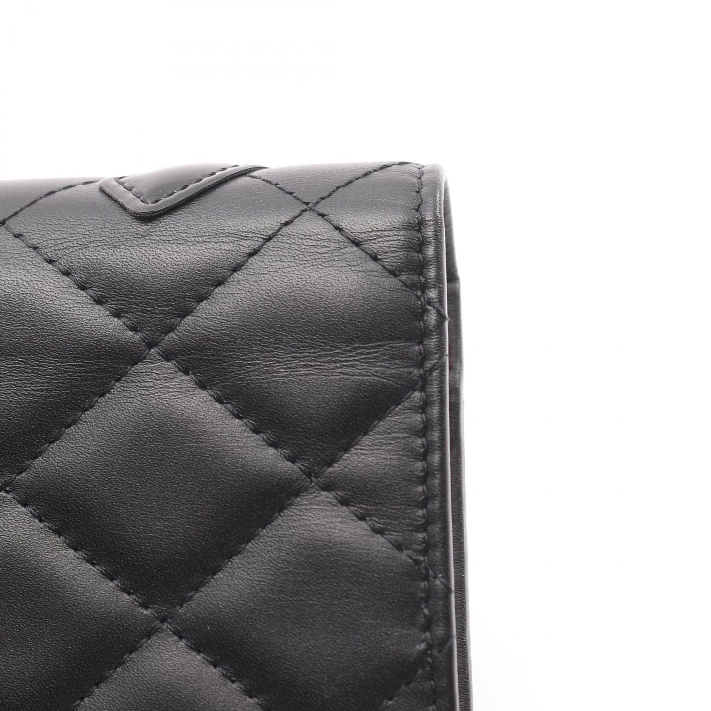 Chanel Bifold Long Wallet Cambon Line Black/Black Enamel Leather Patent Leather