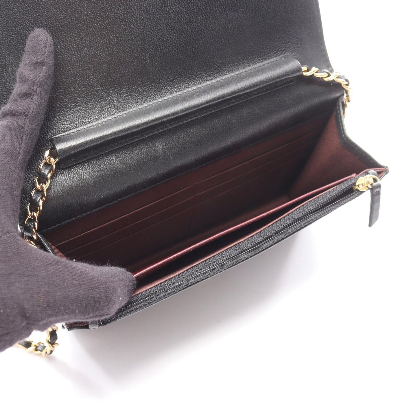 Chanel Shoulder Bag Mademoiselle Black Lambskin Mademoiselle Chain Wallet