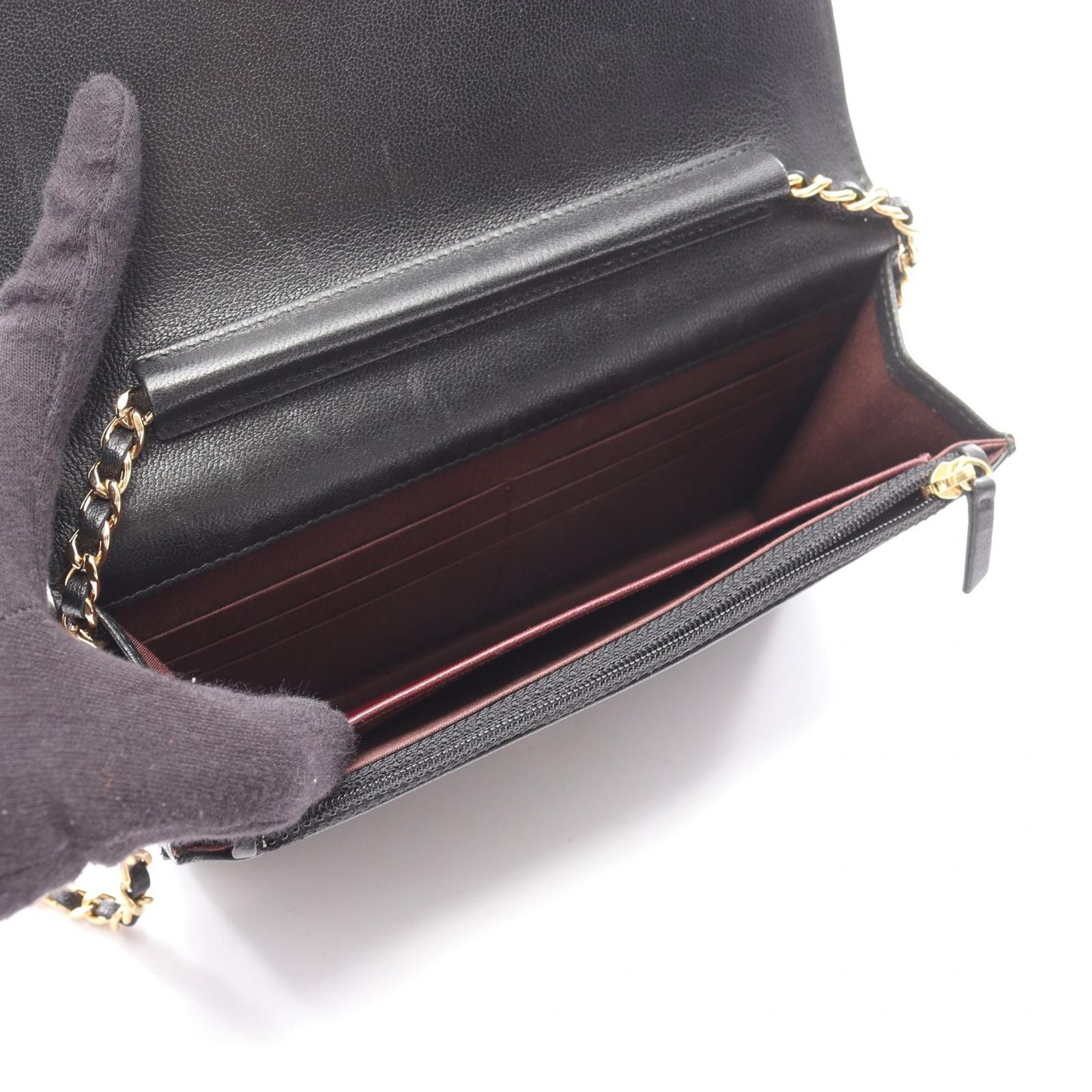 Chanel Shoulder Bag Mademoiselle Black Lambskin Mademoiselle Chain Wallet