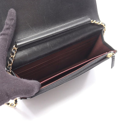 Chanel Shoulder Bag Mademoiselle Black Lambskin Mademoiselle Chain Wallet