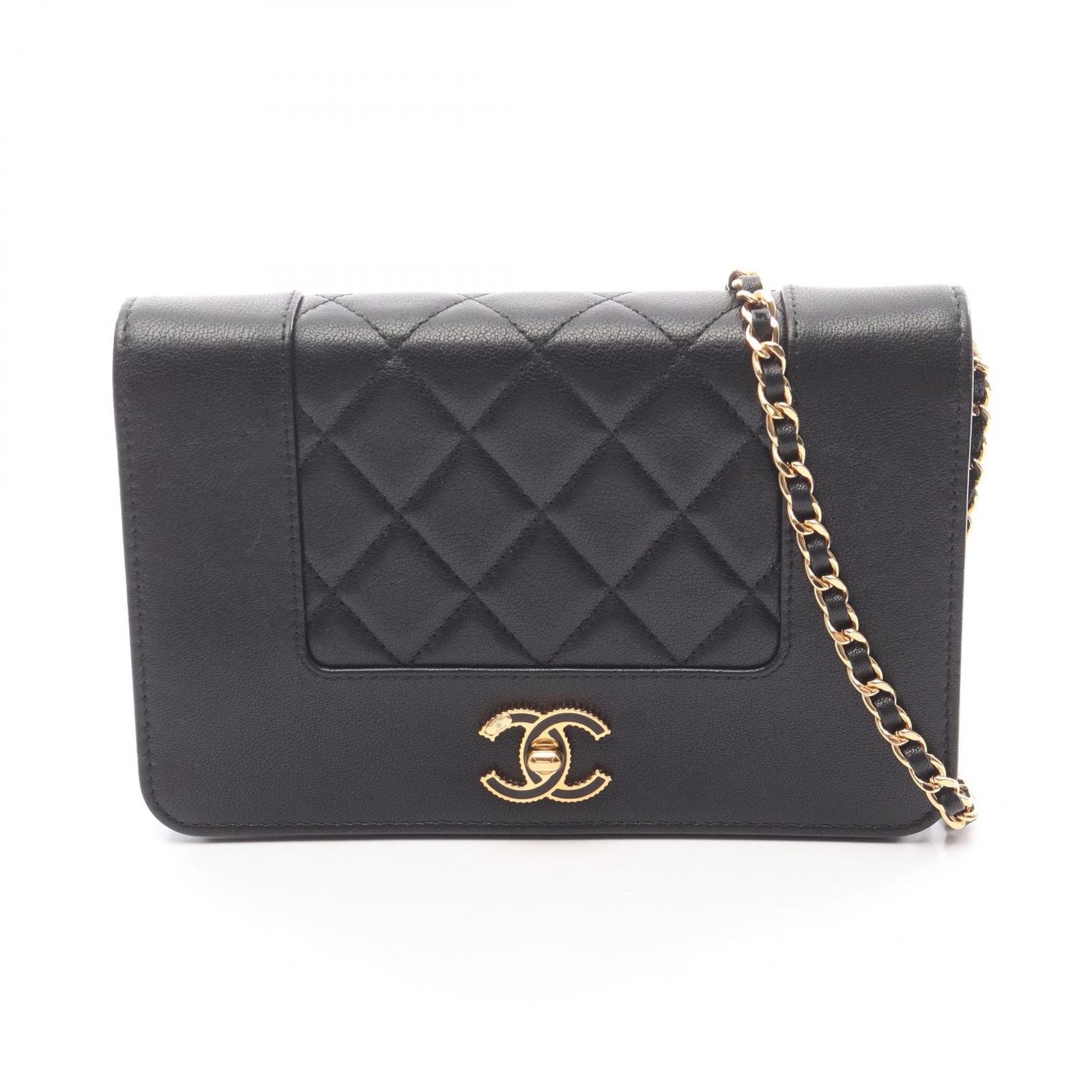 Chanel Shoulder Bag Mademoiselle Black Lambskin Mademoiselle Chain Wallet