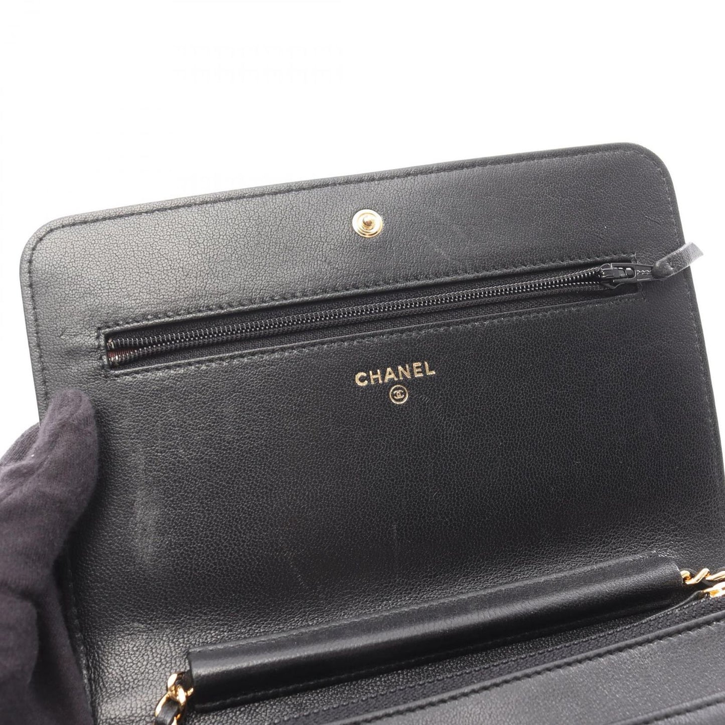 Chanel Shoulder Bag Mademoiselle Black Lambskin Mademoiselle Chain Wallet