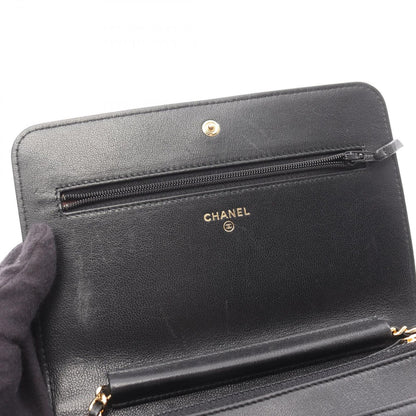 Chanel Shoulder Bag Mademoiselle Black Lambskin Mademoiselle Chain Wallet