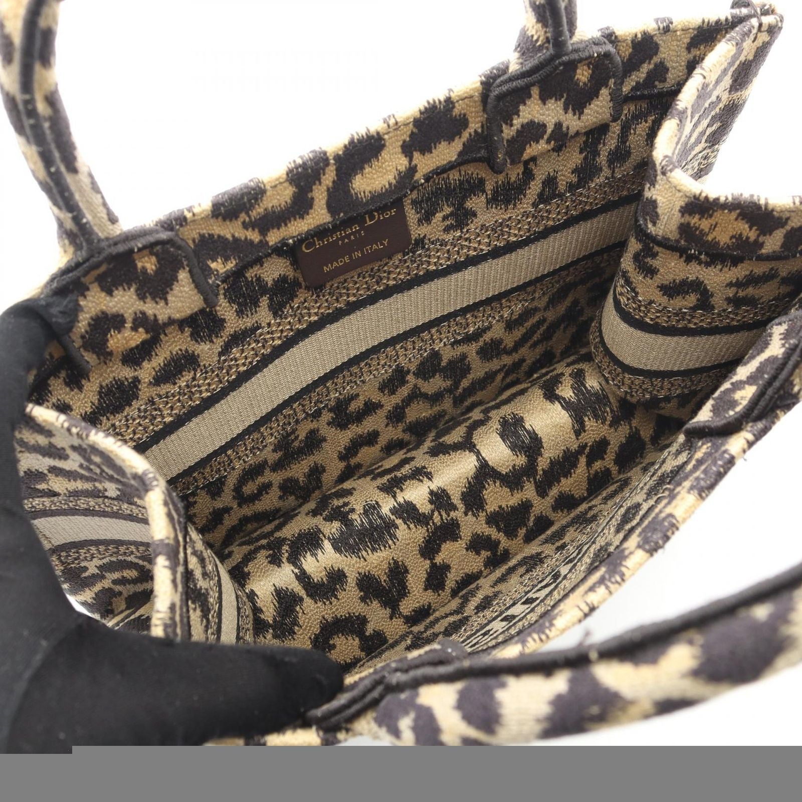 Dior Tote Bag Book Tote Small Beige/Black Leopard Canvas Book Tote Small Ladies