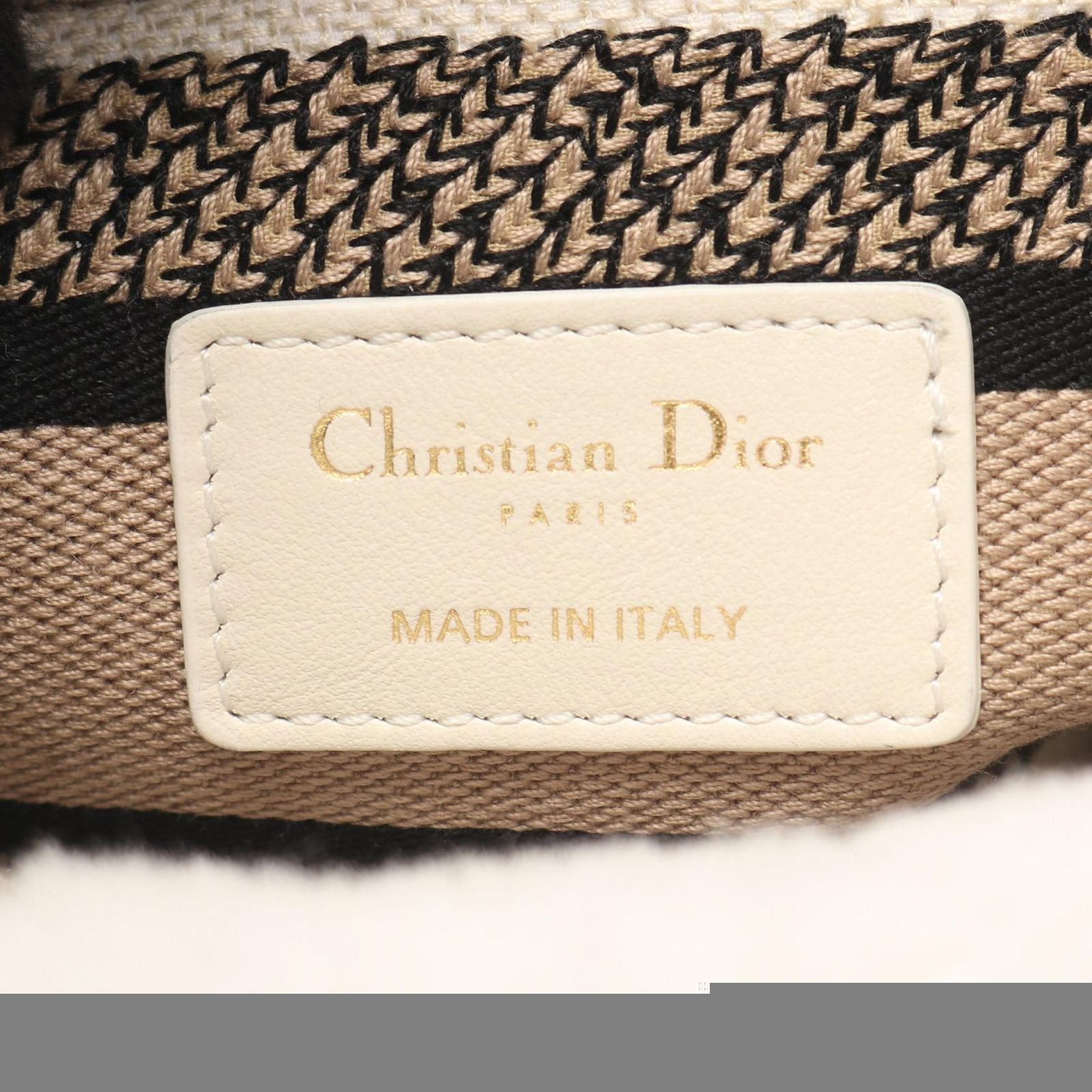 Dior Handbag Lady D-Lite Medium Bag Beige/White Canvas Lady Dior 2way Tote