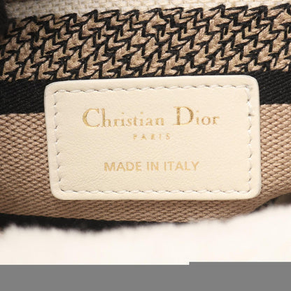 Dior Handbag Lady D-Lite Medium Bag Beige/White Canvas Lady Dior 2way Tote