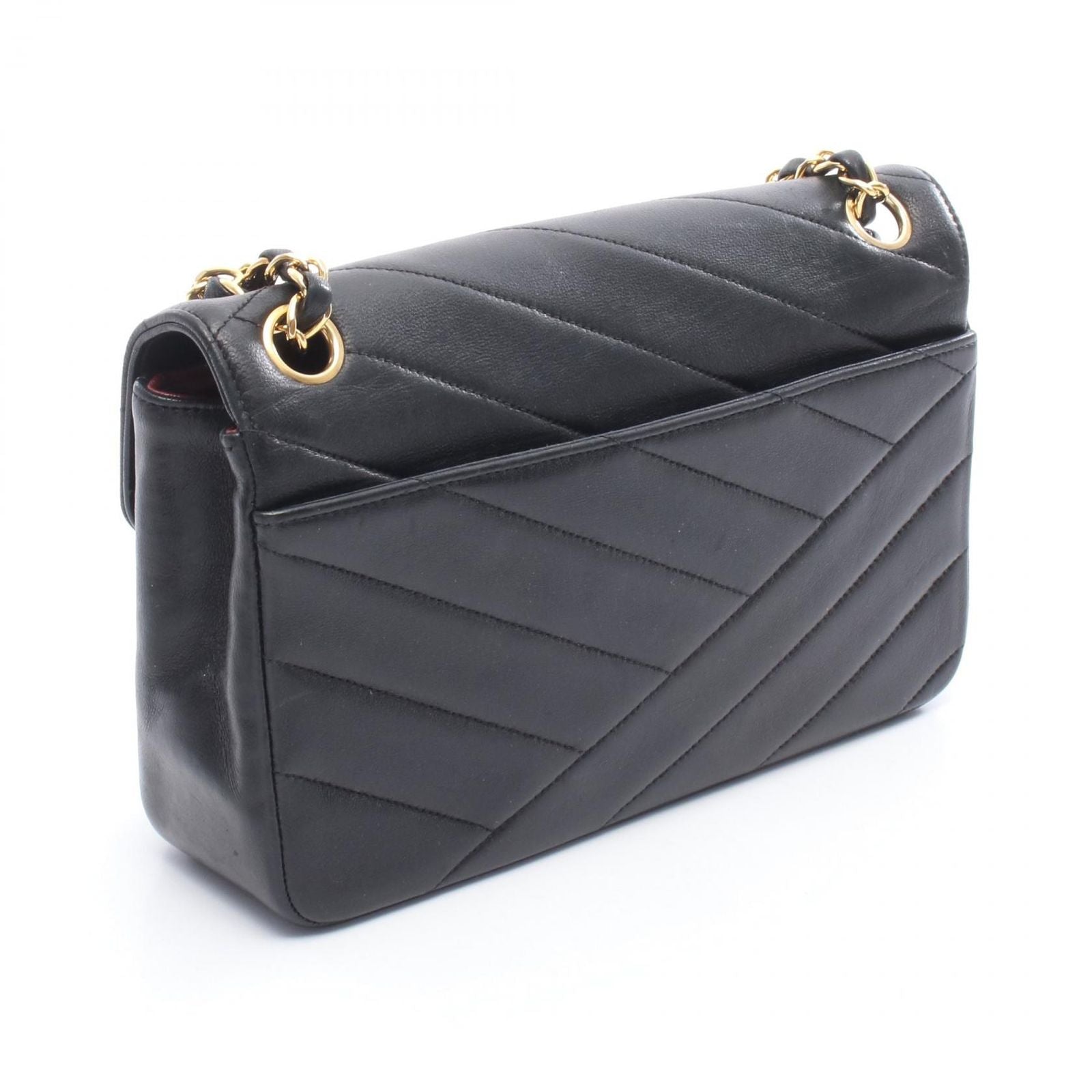 Chanel Shoulder Bag Bias Stitch Black Lambskin Bias Stitch Chain Shoulder