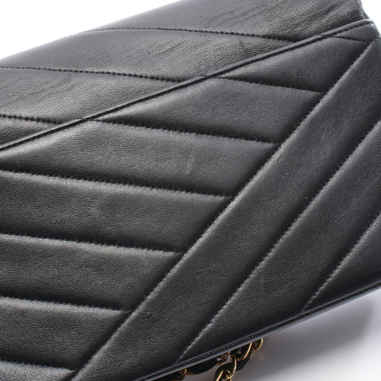 Chanel Shoulder Bag Bias Stitch Black Lambskin Bias Stitch Chain Shoulder