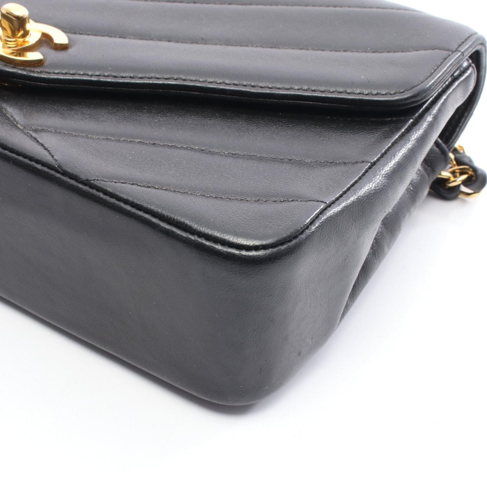 Chanel Shoulder Bag Bias Stitch Black Lambskin Bias Stitch Chain Shoulder