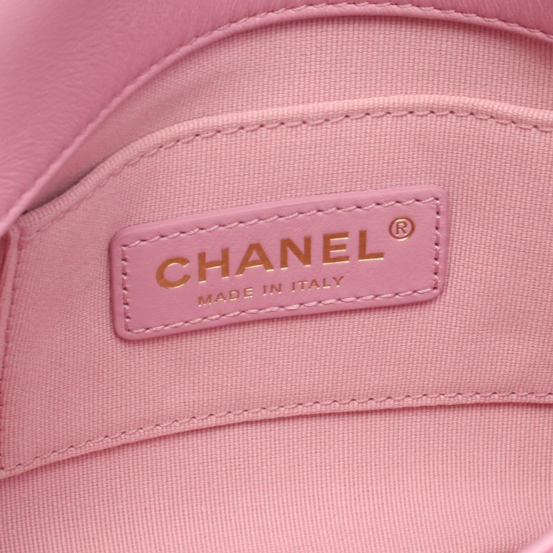 Chanel Shoulder Bag Mini Matelasse Pink Leather Matelasse Small Flap Chain