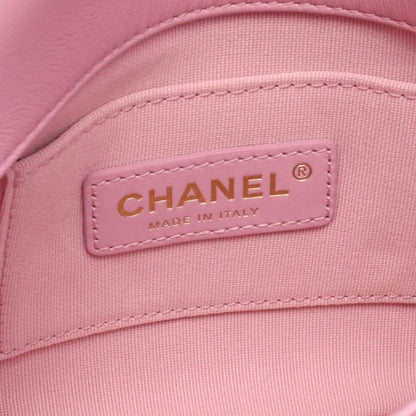 Chanel Shoulder Bag Mini Matelasse Pink Leather Matelasse Small Flap Chain