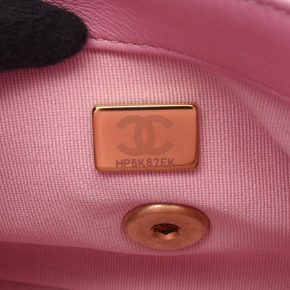 Chanel Shoulder Bag Mini Matelasse Pink Leather Matelasse Small Flap Chain