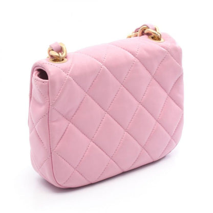 Chanel Shoulder Bag Mini Matelasse Pink Leather Matelasse Small Flap Chain