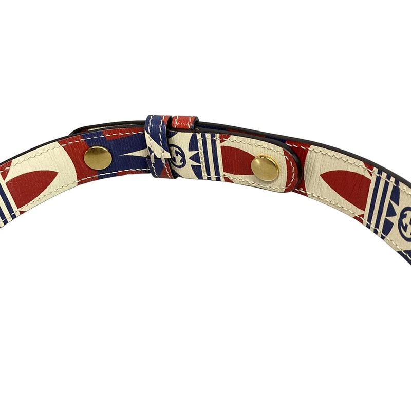 GUCCI Shoulder Bag Horsebit 1955 602204 Ivory x Red x Multi x adidas Leather