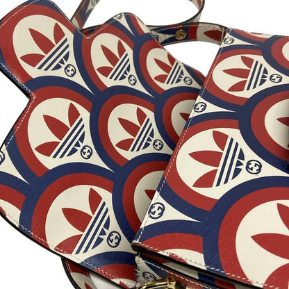 GUCCI Shoulder Bag Horsebit 1955 602204 Ivory x Red x Multi x adidas Leather