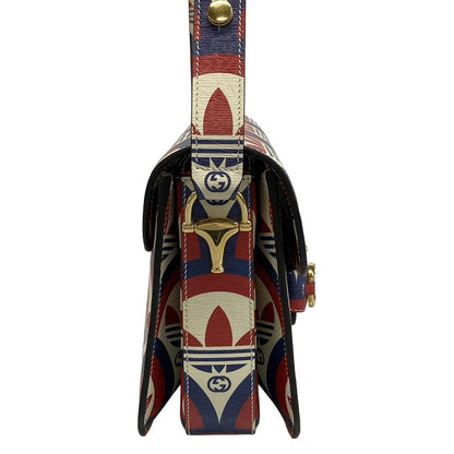 GUCCI Shoulder Bag Horsebit 1955 602204 Ivory x Red x Multi x adidas Leather