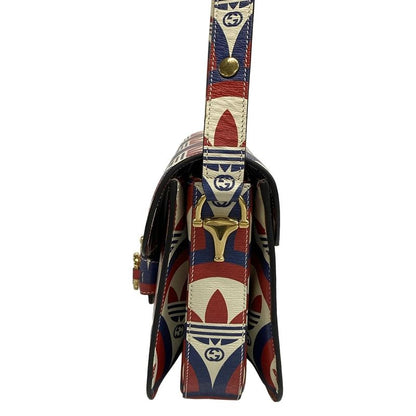 GUCCI Shoulder Bag Horsebit 1955 602204 Ivory x Red x Multi x adidas Leather