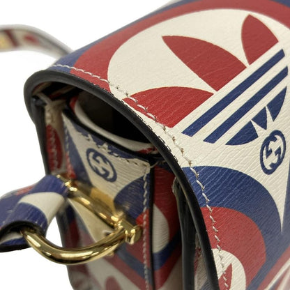 GUCCI Shoulder Bag Horsebit 1955 602204 Ivory x Red x Multi x adidas Leather