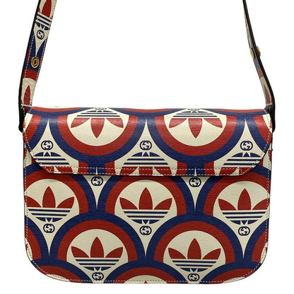 GUCCI Shoulder Bag Horsebit 1955 602204 Ivory x Red x Multi x adidas Leather