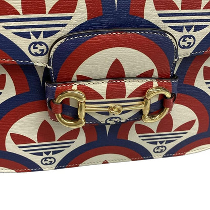 GUCCI Shoulder Bag Horsebit 1955 602204 Ivory x Red x Multi x adidas Leather