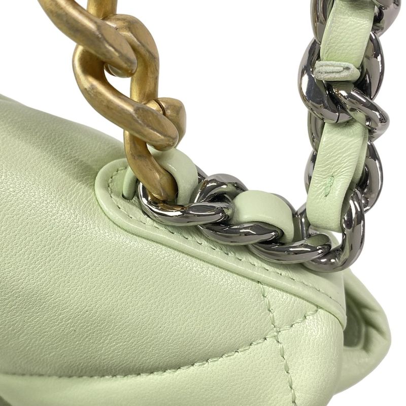 CHANEL Shoulder Bag Excellent Condition CHANEL 19 AS1160 Light Green Metal