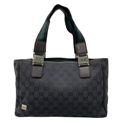 Gucci Tote Bag GG Pattern 264221 Black X Dark Green Leather