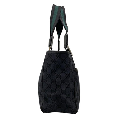 Gucci Tote Bag GG Pattern 264221 Black X Dark Green Leather