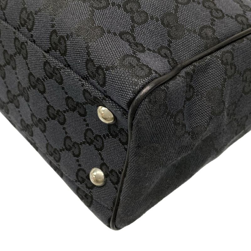 Gucci Tote Bag GG Pattern 264221 Black X Dark Green Leather