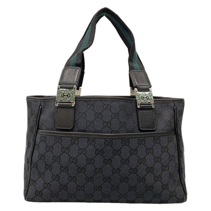 Gucci Tote Bag GG Pattern 264221 Black X Dark Green Leather