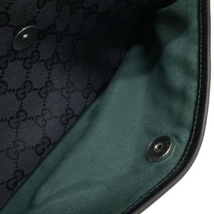 Gucci Tote Bag GG Pattern 264221 Black X Dark Green Leather