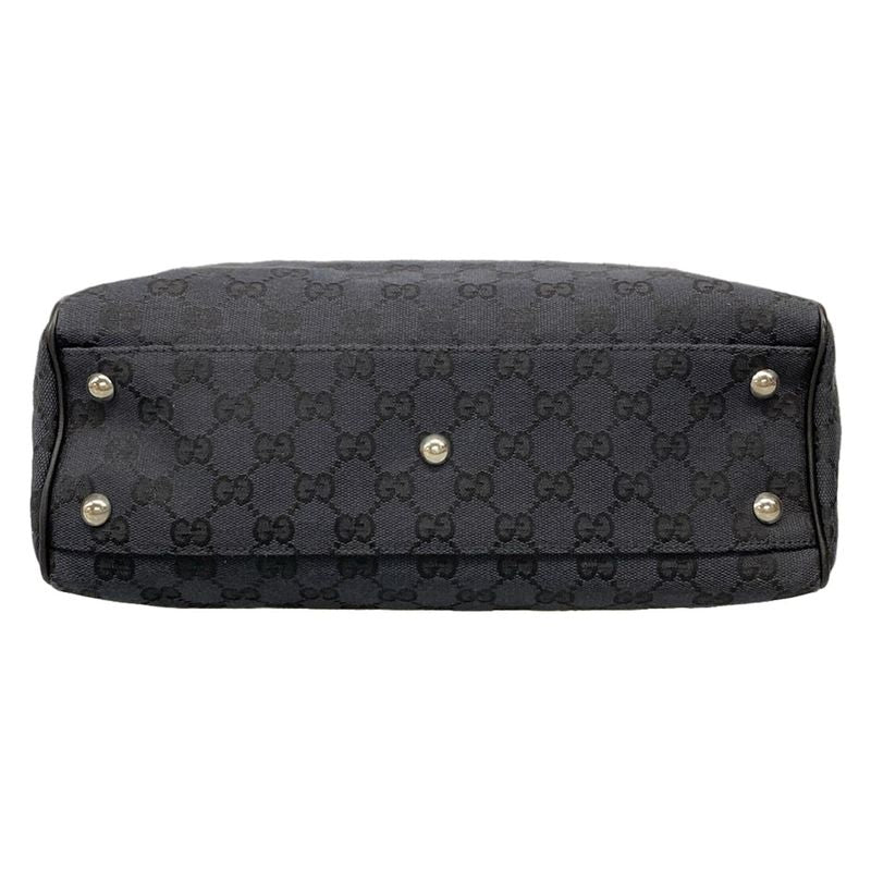 Gucci Tote Bag GG Pattern 264221 Black X Dark Green Leather