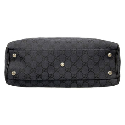 Gucci Tote Bag GG Pattern 264221 Black X Dark Green Leather